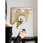 Diptych Swan Mother of Pearl Wall Art with Gold Relief Texture Main Product Image