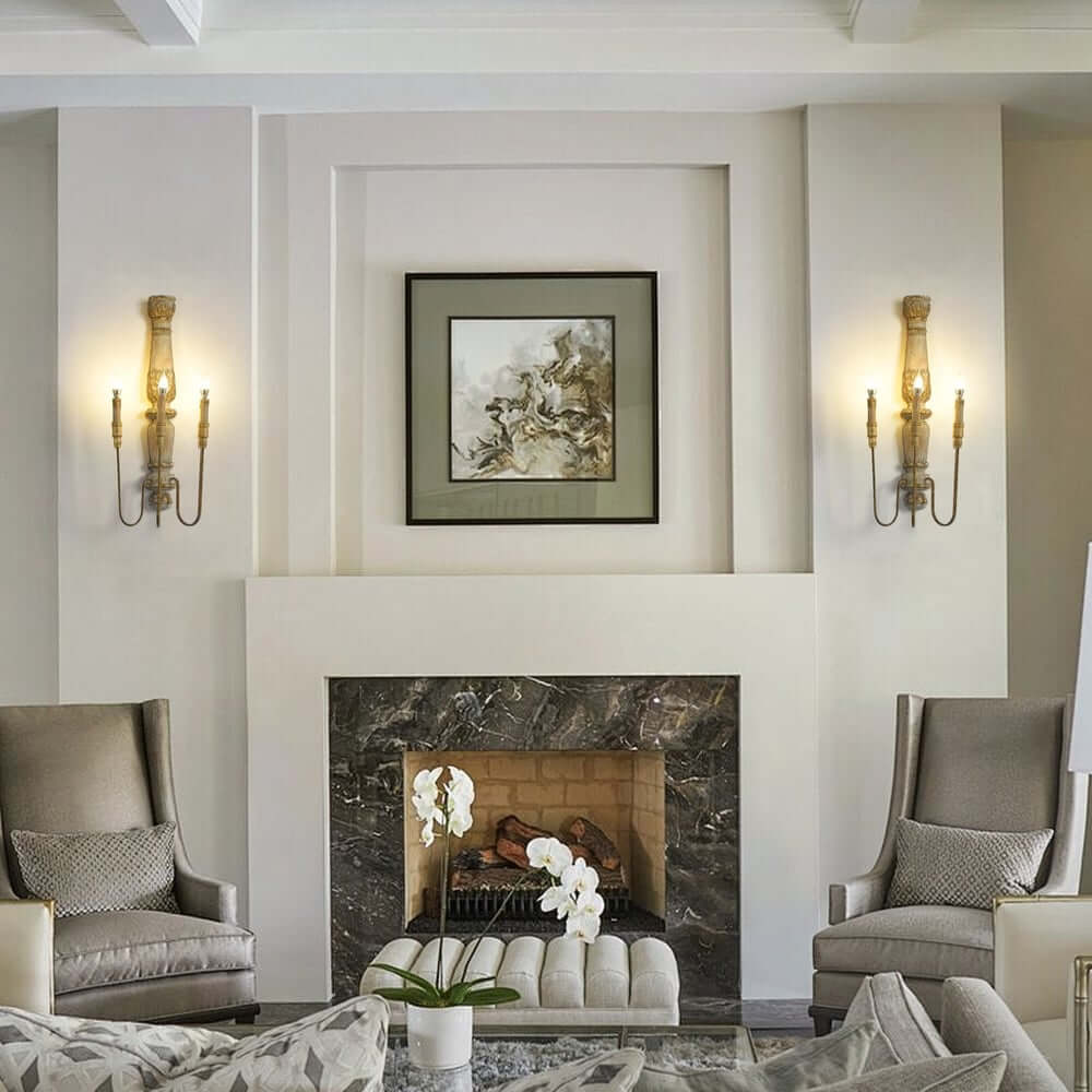 Distressed White Wood 3-Light Candle Wall Sconce French Country Secondary image