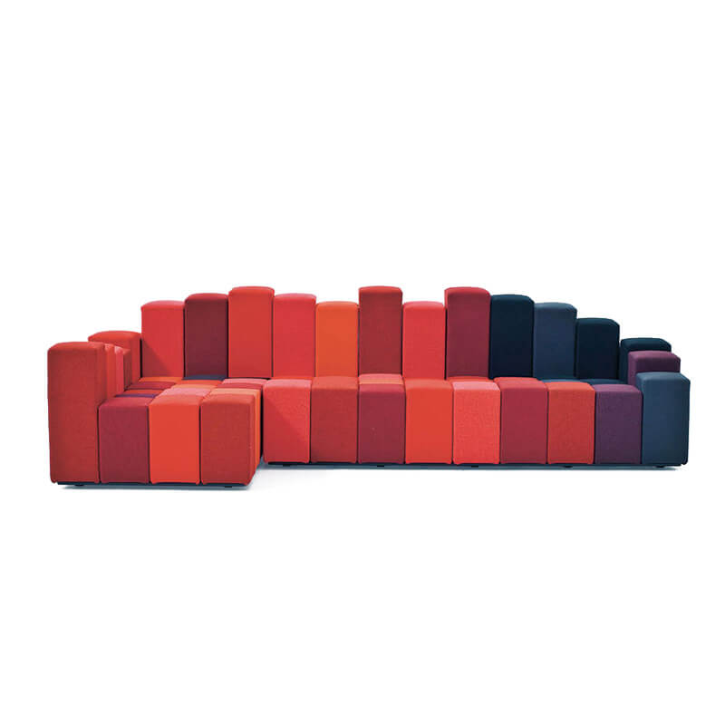 Do-Lo-Rez Modular Sofa with Gradient Hues and Sculptural Cuboid Backs