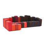 Do-Lo-Rez Modular Sofa with Gradient Hues and Sculptural Cuboid Backs