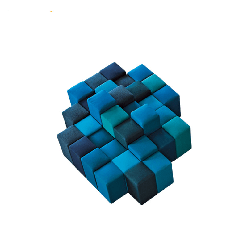 Do-Lo-Rez Modular Sofa with Gradient Hues and Sculptural Cuboid Backs