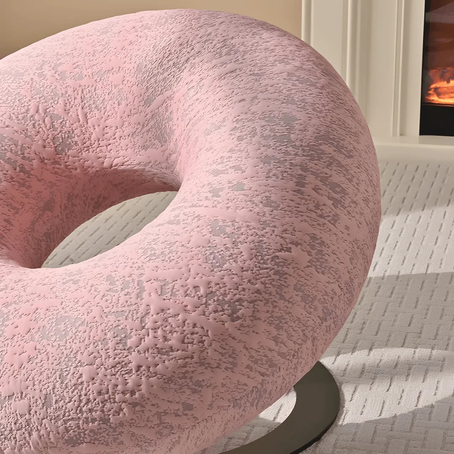 Donut-Shaped Knit Accent Lounge Chair With Sculptural Ring Silhouette