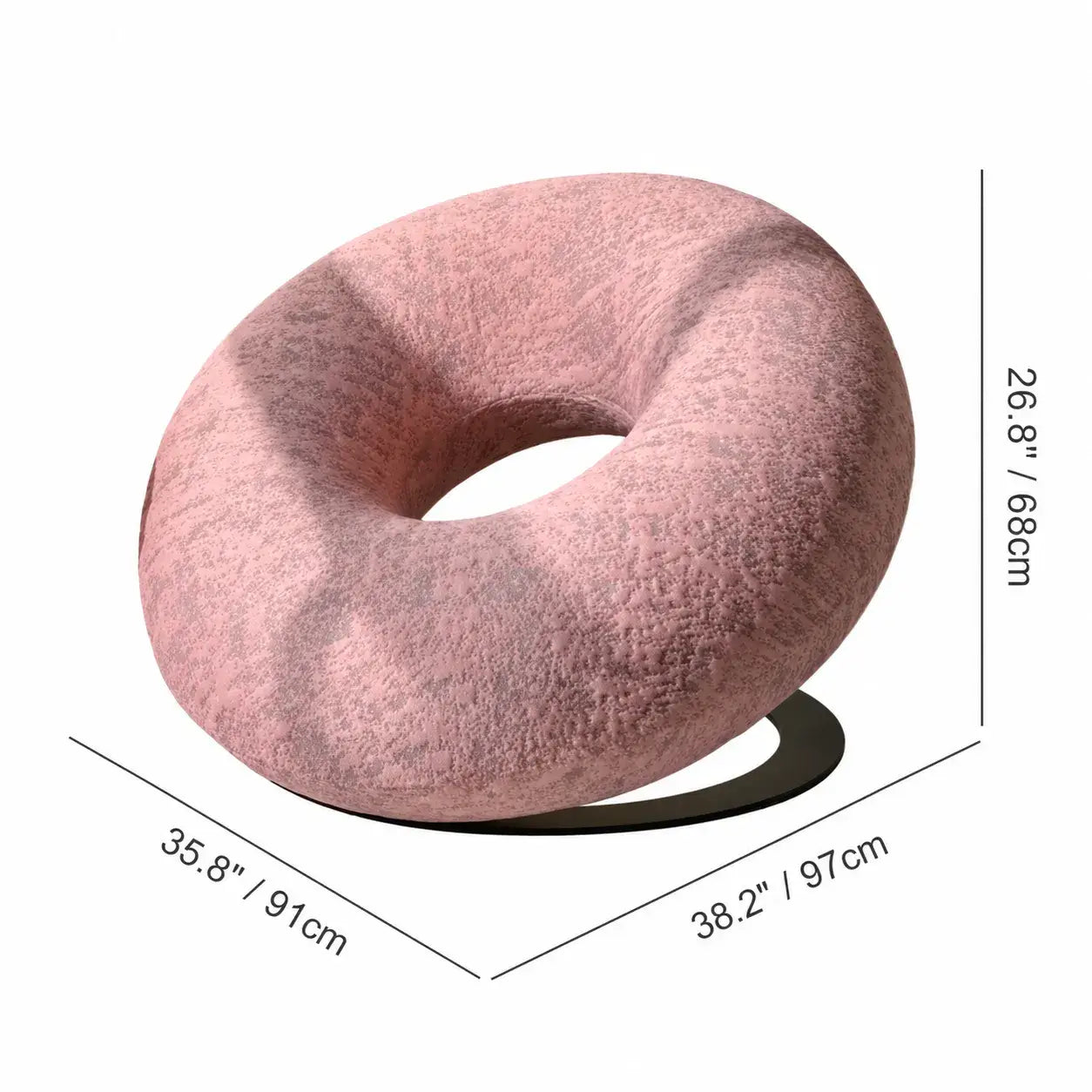 Donut-Shaped Knit Accent Lounge Chair With Sculptural Ring Silhouette