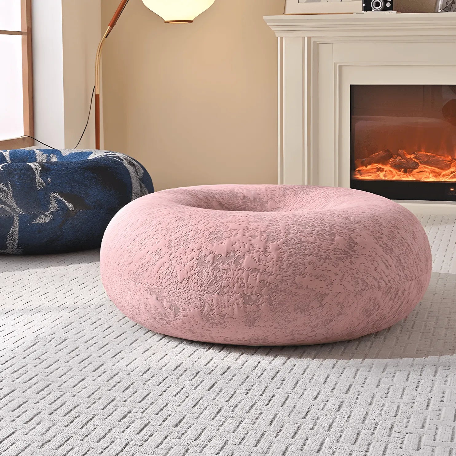 Donut-Shaped Knit Accent Lounge Chair With Sculptural Ring Silhouette