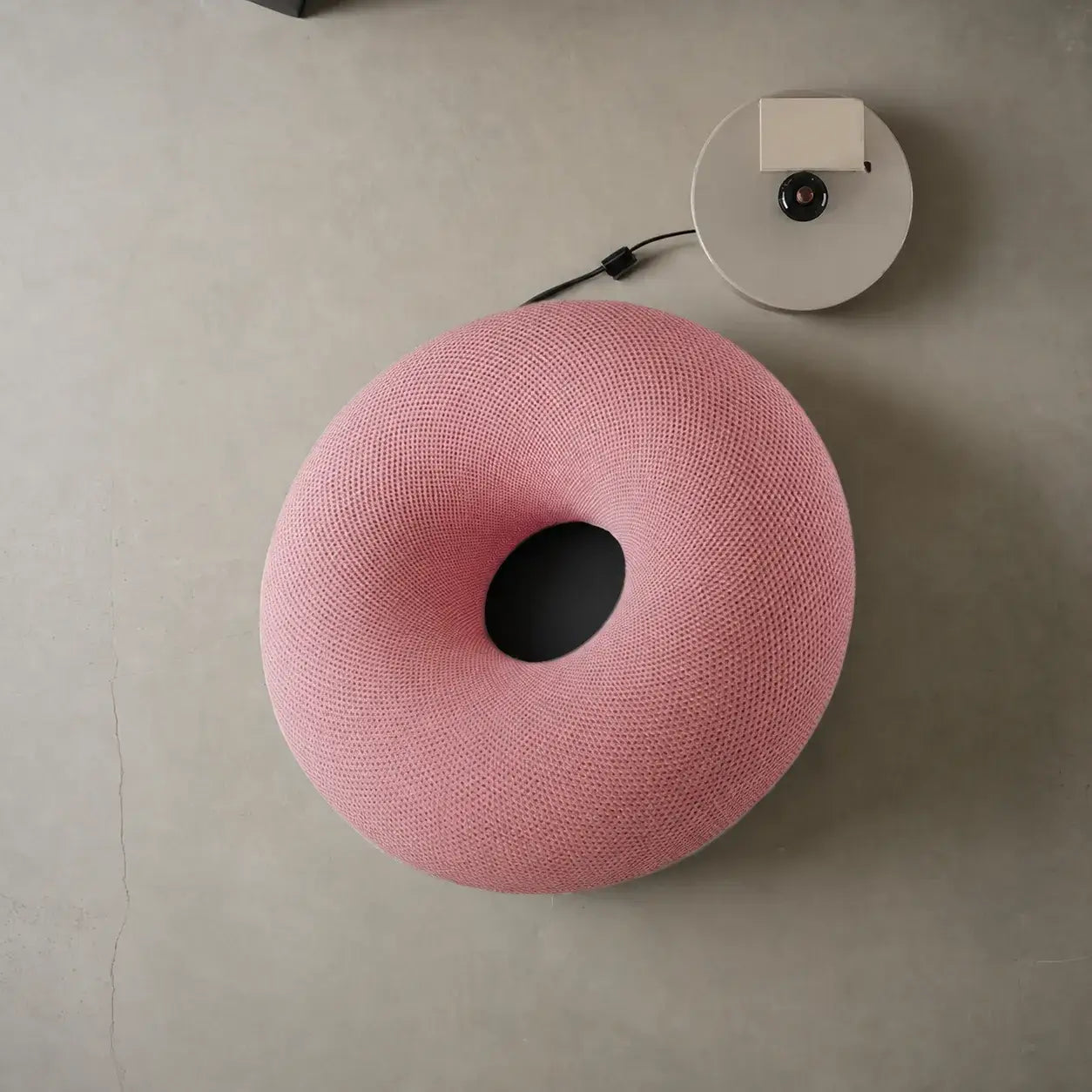 Donut-Shaped Knit Accent Lounge Chair With Sculptural Ring Silhouette