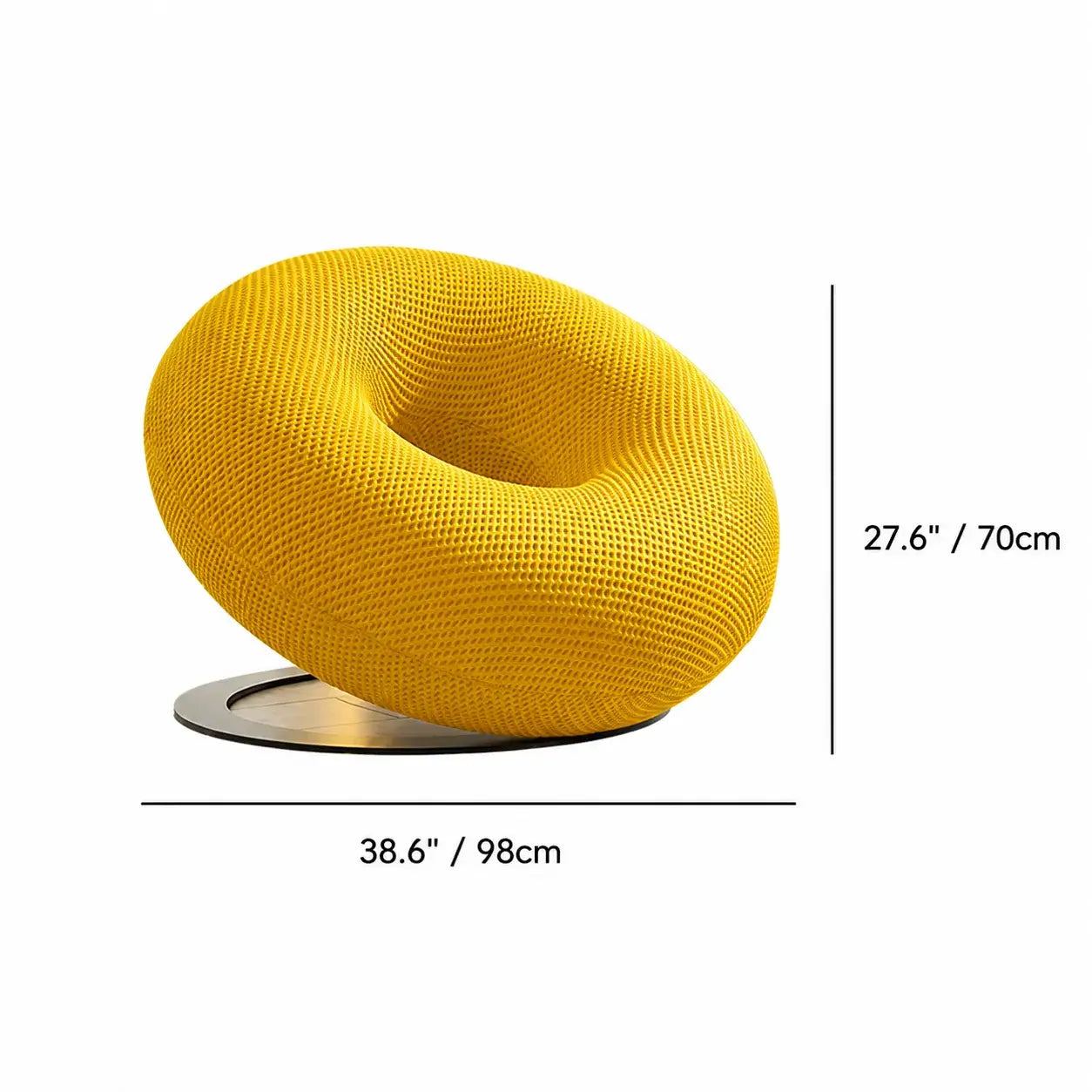 Donut-Shaped Knit Accent Lounge Chair With Sculptural Ring Silhouette Dimensions