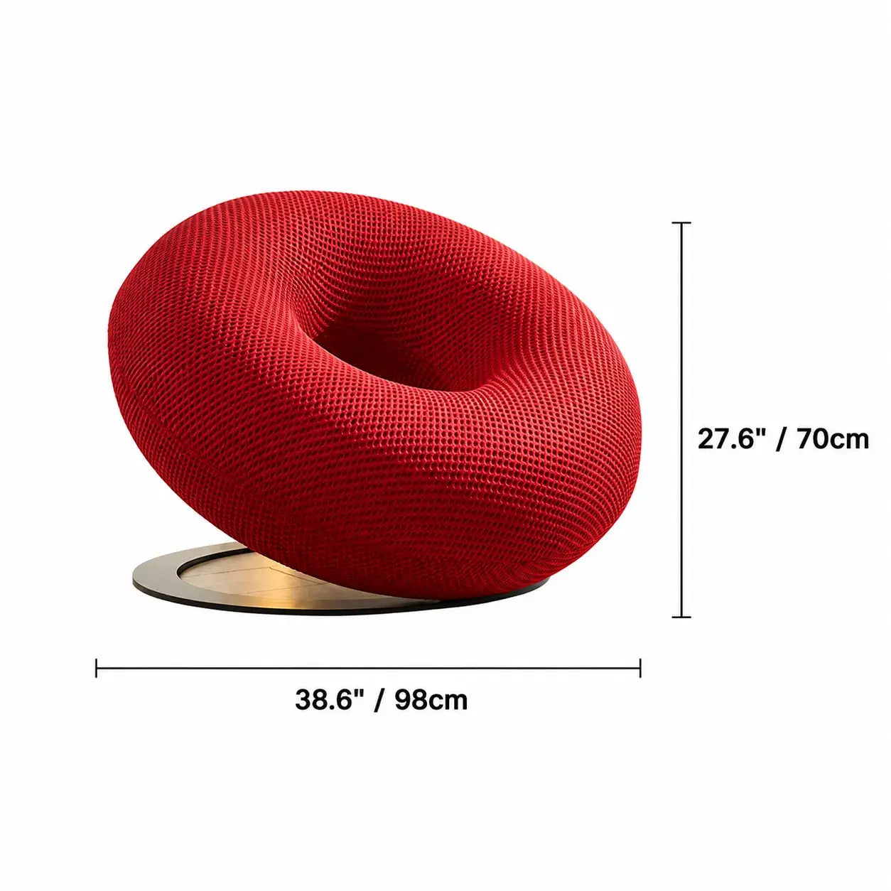 Donut-Shaped Knit Accent Lounge Chair With Sculptural Ring Silhouette Dimensions