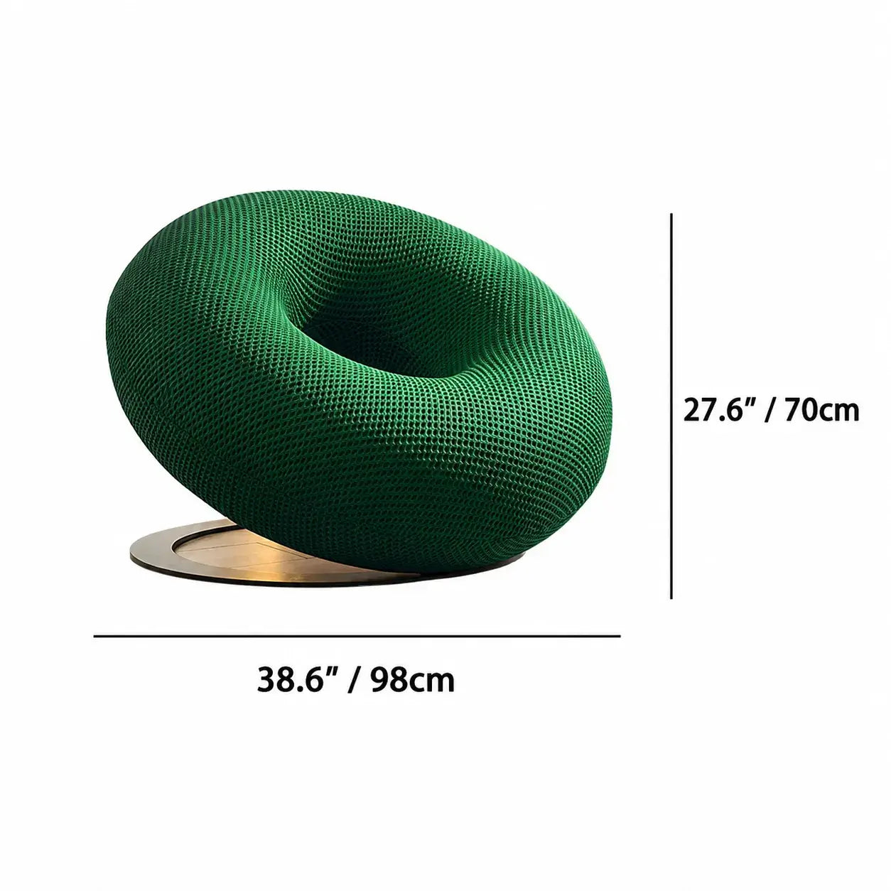 Donut-Shaped Knit Accent Lounge Chair With Sculptural Ring Silhouette Dimensions