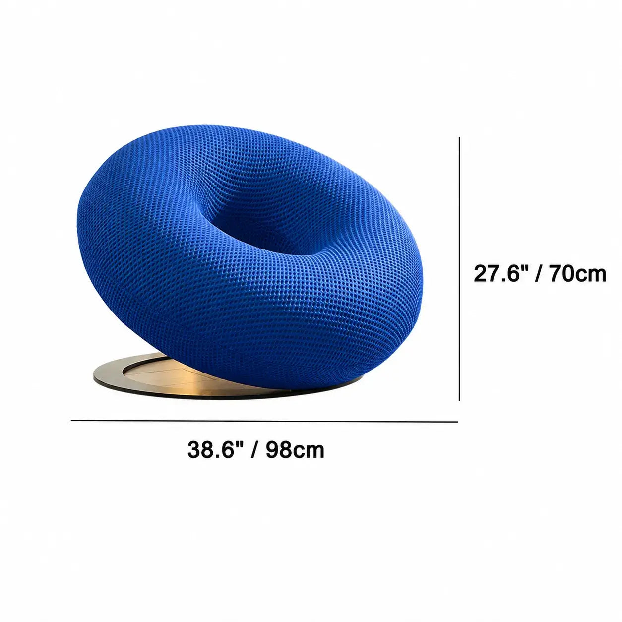 Donut-Shaped Knit Accent Lounge Chair With Sculptural Ring Silhouette Dimensions
