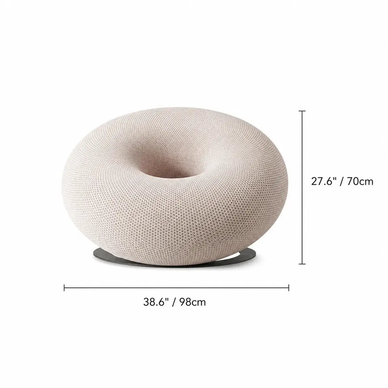 Donut-Shaped Knit Accent Lounge Chair With Sculptural Ring Silhouette Dimensions