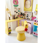 Dopamine Banana Vanity Stool With Plush U-Back, Sculptural Base