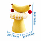 Dopamine Banana Vanity Stool With Plush U-Back, Sculptural Base Dimensions