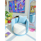 Dopamine Blue Barrel Swivel Chair With Plush Wraparound Comfort