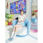 Dopamine Blue Barrel Swivel Chair With Plush Wraparound Comfort