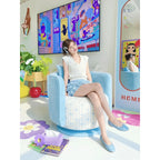 Dopamine Blue Barrel Swivel Chair With Plush Wraparound Comfort
