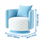 Dopamine Blue Barrel Swivel Chair With Plush Wraparound Comfort Dimensions