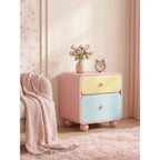 Dopamine Color-Block Nightstand With Rounded Storage and Ball Feet