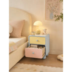 Dopamine Color-Block Nightstand With Rounded Storage and Ball Feet