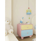 Dopamine Color-Block Nightstand With Rounded Storage and Ball Feet