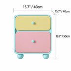 Dopamine Color-Block Nightstand With Rounded Storage and Ball Feet