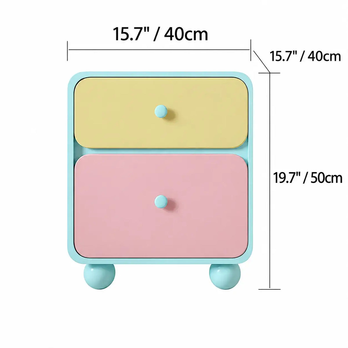 Dopamine Color-Block Nightstand With Rounded Storage and Ball Feet