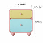 Dopamine Color-Block Nightstand With Rounded Storage and Ball Feet Dimensions