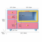 Dopamine Color-Block Sideboard with Glass Display and Rounded Storage Dimensions