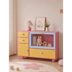 Dopamine Color-Block Sideboard with Glass Display and Rounded Storage Main Product Image