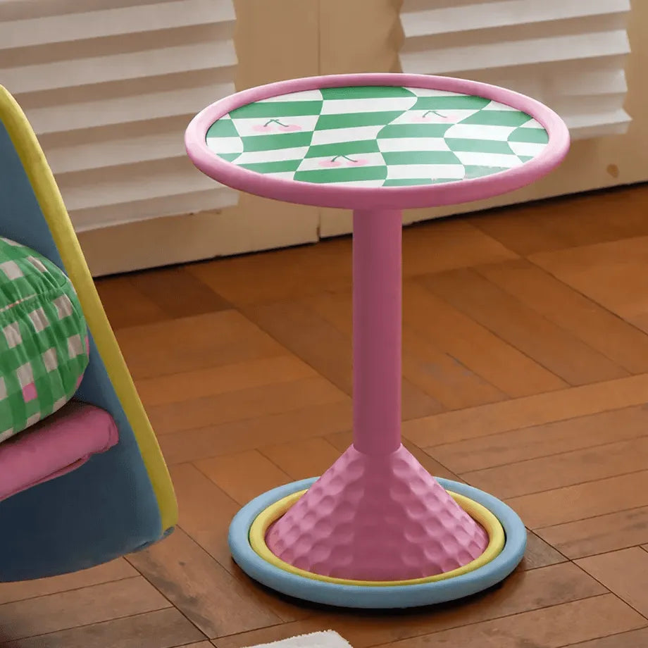 Dopamine Color Pop Side Table Series with Rounded Edge and Playful Prints