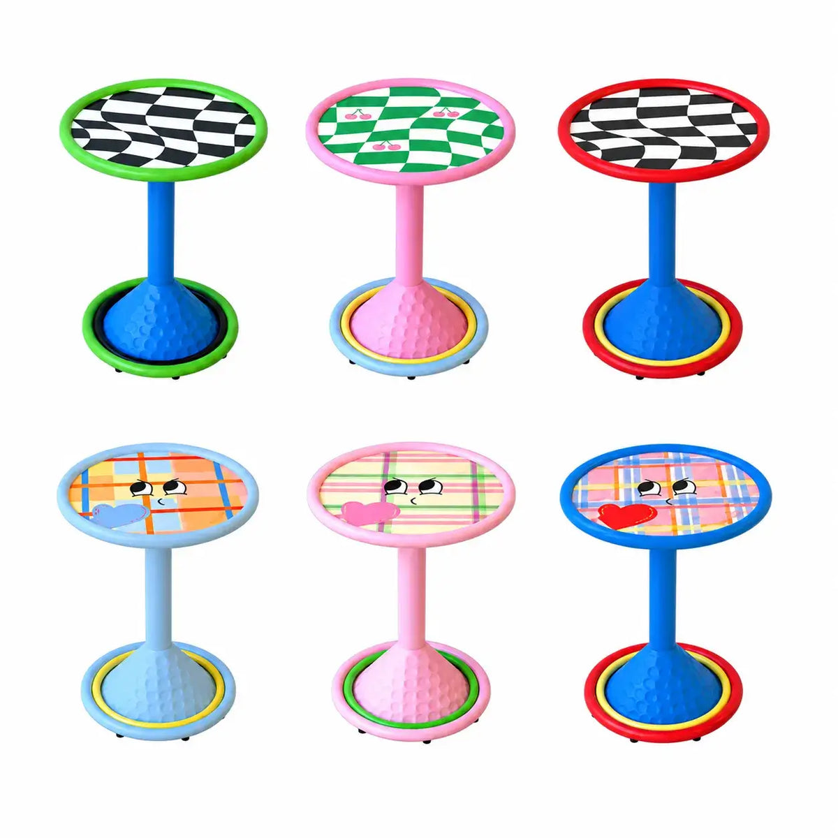 Dopamine Color Pop Side Table Series with Rounded Edge and Playful Prints