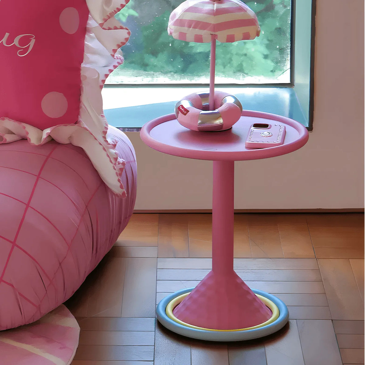 Dopamine Color Pop Side Table Series with Rounded Edge and Playful Prints