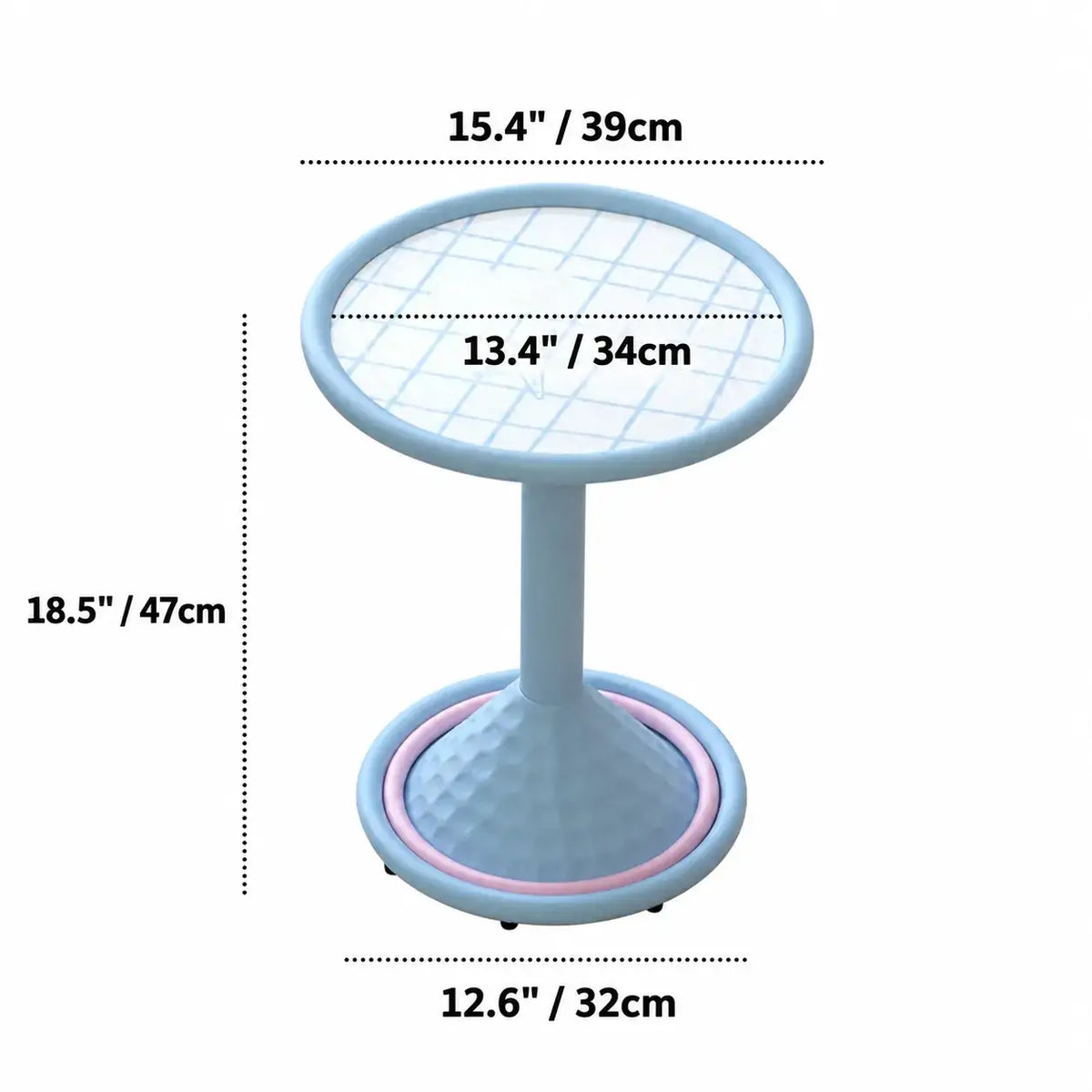 Dopamine Color Pop Side Table Series with Rounded Edge and Playful Prints Dimensions