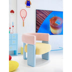 Dopamine Colorblock Accent Chair with Creamy Curved Arms and Metal Base Main Product Image