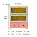Dopamine Colorblock Display Chest With Glass Cabinet and Drawer Storage