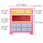 Dopamine Colorblock Display Chest With Glass Cabinet and Drawer Storage