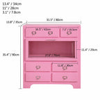 Dopamine Colorblock Display Chest With Glass Cabinet and Drawer Storage