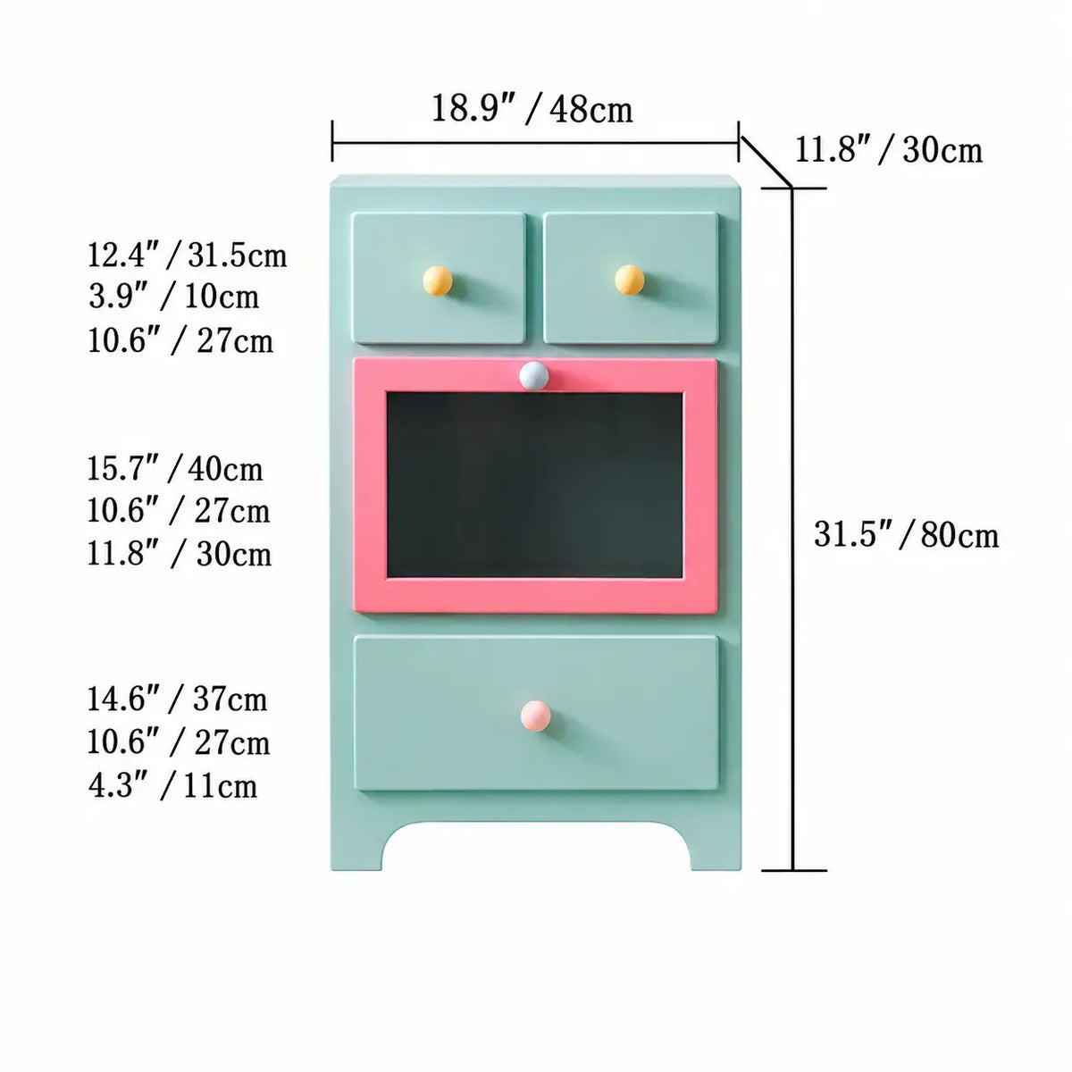 Dopamine Colorblock Display Chest With Glass Cabinet and Drawer Storage