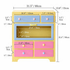Dopamine Colorblock Display Chest With Glass Cabinet and Drawer Storage