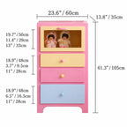 Dopamine Colorblock Display Chest With Glass Cabinet and Drawer Storage