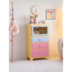 Dopamine Colorblock Display Chest With Glass Cabinet and Drawer Storage