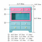 Dopamine Colorblock Display Chest With Glass Cabinet and Drawer Storage