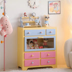 Dopamine Colorblock Display Chest With Glass Cabinet and Drawer Storage Main Product Image