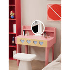Dopamine Colorblock Makeup Vanity With Heart Detail and Tiered Storage