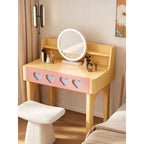 Dopamine Colorblock Makeup Vanity With Heart Detail and Tiered Storage
