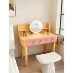 Dopamine Colorblock Makeup Vanity With Heart Detail and Tiered Storage