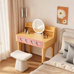 Dopamine Colorblock Makeup Vanity With Heart Detail and Tiered Storage