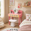 Dopamine Colorblock Makeup Vanity With Heart Detail and Tiered Storage