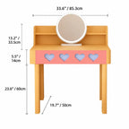 Dopamine Colorblock Makeup Vanity With Heart Detail and Tiered Storage Dimensions