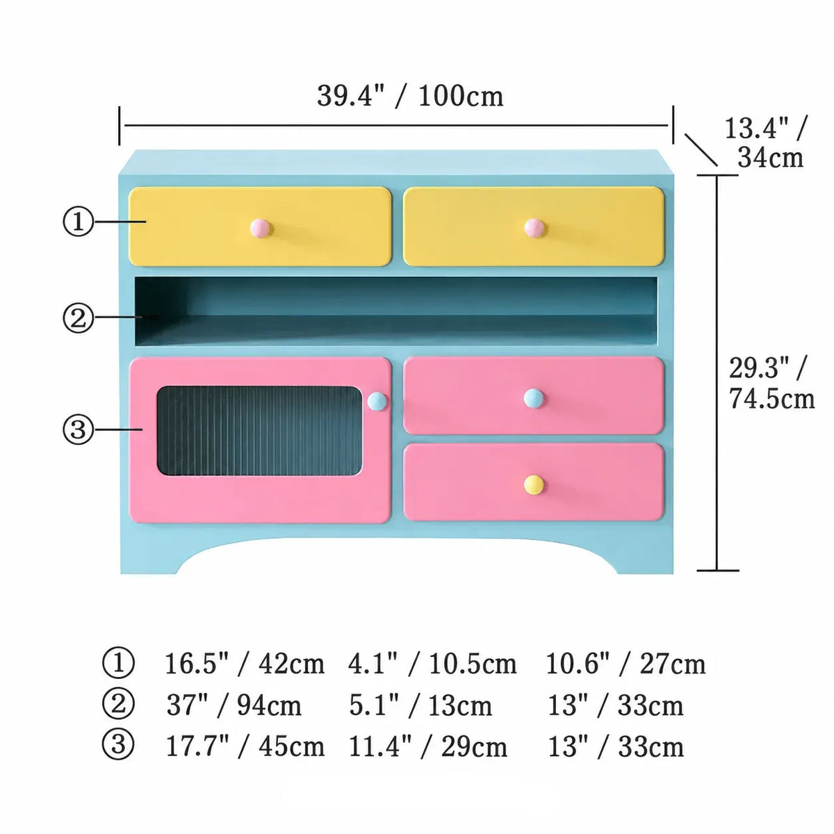 Dopamine Colorblock Makeup Vanity With L-Shaped Storage Cabinet