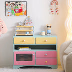 Dopamine Colorblock Makeup Vanity With L-Shaped Storage Cabinet